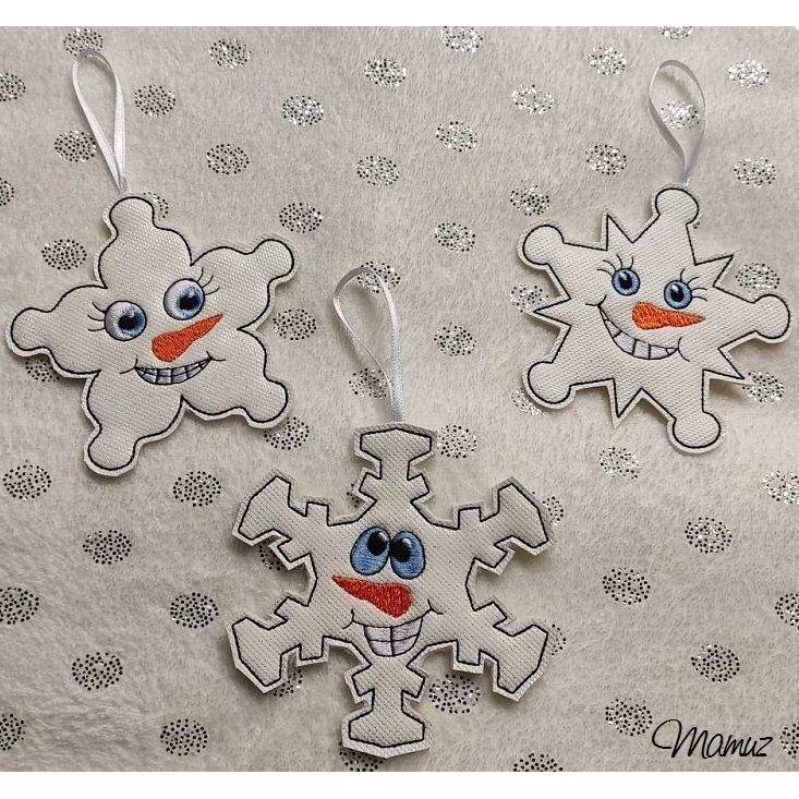 * Super Weihnachtsdeko, 3 x ITH Schneeflocken *  ITH Anhänger, Stickdatei, 10 x 10 cm Bild 4