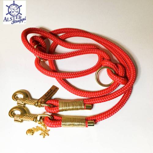 Hundeleine verstellbar rot gold sehr edel ab 44,- €