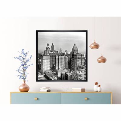 Manhattan Skyline / Poster gerahmt 63x63cm / Kunstdruck mit hochwertigem Rahmen /Galerierahmung /Wandbild / New York um 1900 / Vintage