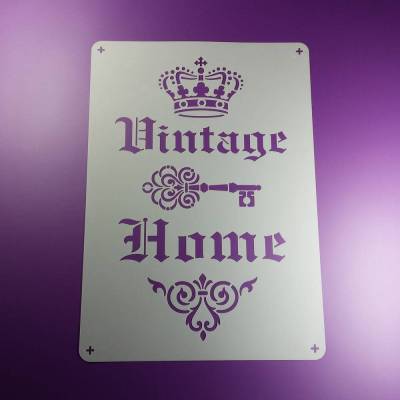 Schablone Vintage Home Schriftzug Krone - BS84