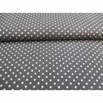 Jersey Baumwoll Jersey Verena Punkte  Dots Tupfen 3 mm dunkelgrau - weiß, Oeko-Tex® Standard 100(1m/13,-€)