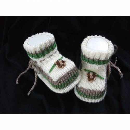 Babyschuhe *Klammeräffchen* gestrickt – Handgemachte Babyschühchen als Geschenk
