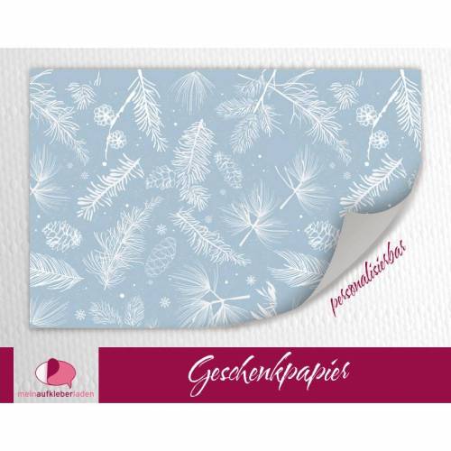 Geschenkpapier | Zapfen und Nadeln - blau