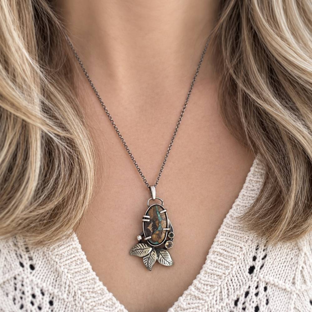 Koroit boulder Opal Anhänger, Turmalin, Peridot Anhänger 925 Sterling Silber Anhänger mit 925 Sterling Silber Kette Bild 1