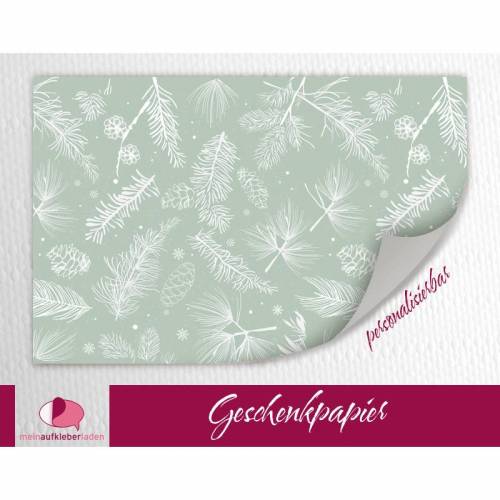 Geschenkpapier | Zapfen und Nadeln - grün