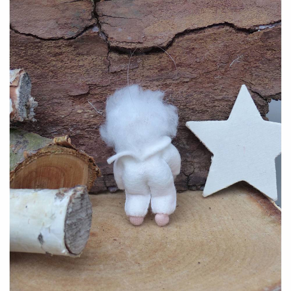 Schneeflocke-Anhänger, Blumenkind, Winter-Jahreszeitentisch, Christ-Baumschmuck für Weihnachten, Filzpüppchen oder Deko Figur Bild 8