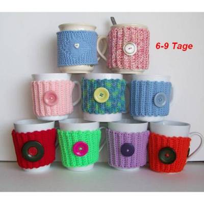 Tassenwärmer, Tassenmanschette,neonfarben, Tassenpulli, Tassenwärmer, Tassenuntersetzer, Wärmeschutz Tasse, Becherwärmer