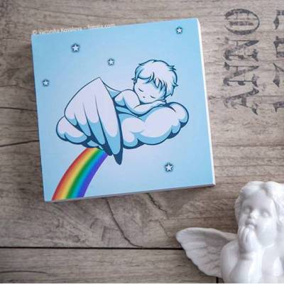 Holz-Fotoblock 2er Set Sternenkind  für die Gedenkecke