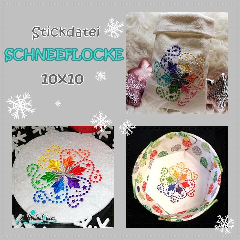 Stickdatei Schneeflocke 10x10 Bild 1