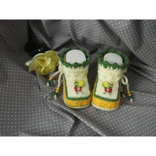 Babyschuhe gestrickt, Babysocken *Froschkönig-4*