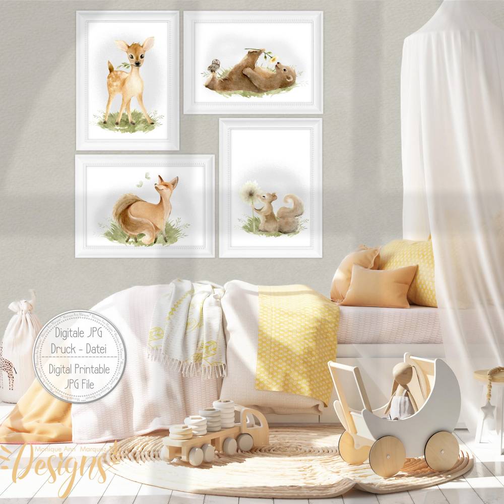 Druckbare Kinderzimmer Bilder Kinder Bild Waldtiere in A4 & A3 |SET 109 Bild 7