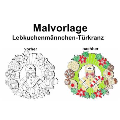 Malvorlage Lebkuchenmännchen-Türkranz - PDF Datei
