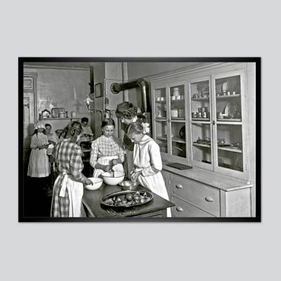 Küche 1905 Kunstdruck- schwarz weiß  Fotografie - Vintage Art shabby - Wanddeko Wohndeko - Kunst - Küchenbild