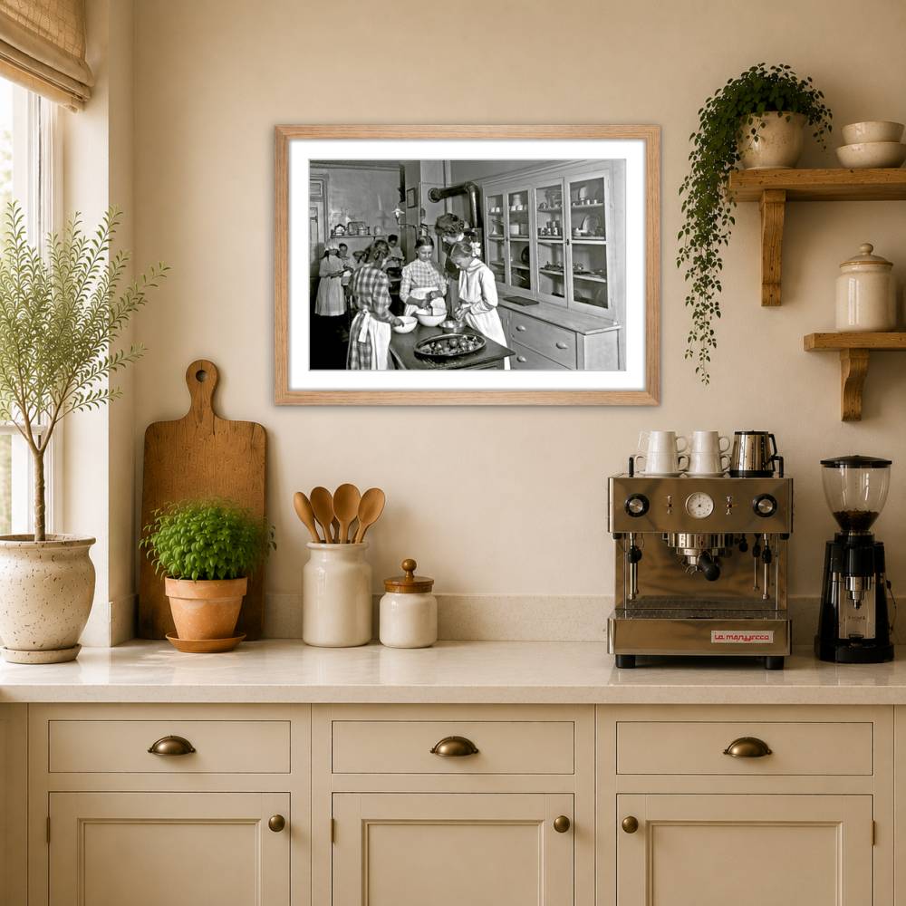 Küche 1905 Kunstdruck- schwarz weiß Fotografie - Vintage Art shabby - Wanddeko Wohndeko - Kunst