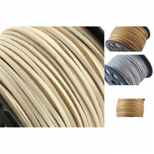 3m Velourband, 3 Meter, Lederoptik, Band, Schmuckband,beige, gold, silber