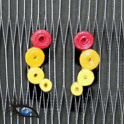 [2019-q-0177] Quilling - Ohrstecker "Rot - Gelb"
