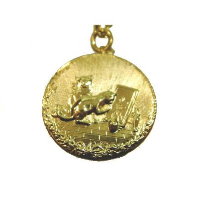 Anhänger Katze Medaille Silber 925 Vergoldet (999)  Katzen Cat Mieze