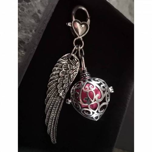 Anhänger mit Klangkugel, Charm, Kette, Taschenbaumler, Schlüsselanhänger, Engel, Beschützer