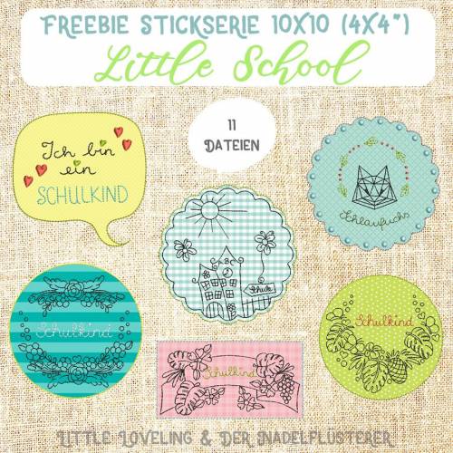 FREEBIE Digitale Stickserie  "Little School" für den 10x10 cm (4x4") Stickrahmen
