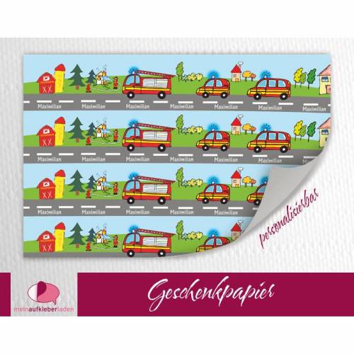 Geschenkpapier | Feuerwehr - personalisierbar