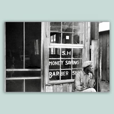 Kunstdruck Poster  -  Old Barber Shop - 1935 -  Schwarz Weiß Fotografie - Vintage Art - Foto Kunst Druck - ungerahmt