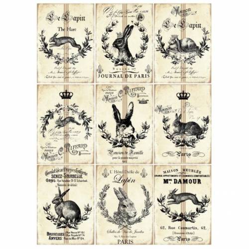 Bügelbild - Ostern - Vintage - Shabby - Transfer - Hasen - 3264