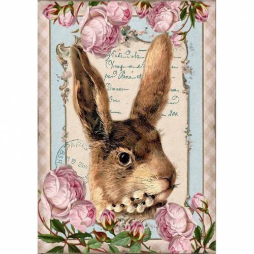 Bügelbild - Ostern - Vintage - Shabby - Nostalgie - Transfer - Hase - 3225