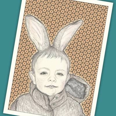 Postkarte "Hasenkind" /// ABVERKAUF