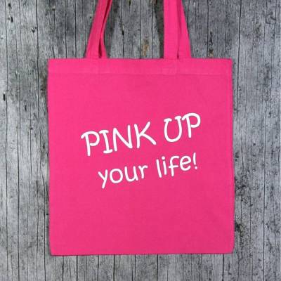 Stofftasche **PINK** von ZWEIFARBIG Einkaufsbeutel Shopper Geburtstag Mottoprint Baumwolltasche Stoffbeutel Geschenk