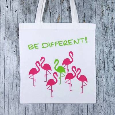 Stofftasche **Flamingo** von ZWEIFARBIG Einkaufsbeutel Shopper Geburtstag Mottoprint Baumwolltasche Stoffbeutel Geschenk Einkaufstasche
