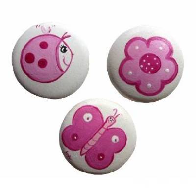 Möbelknäufe rosa  Mädchenzimmer 3-er Set Möbelknopf Schrankgriff Kinderzimmer