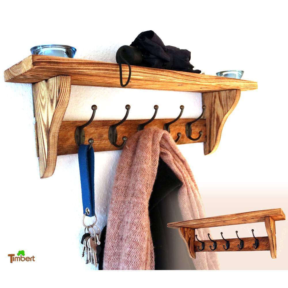 Vintage GARDEROBE mit Ablage aus Paletten und Obstkisten ALTHOLZ Hakenleiste Rustikal Wandgarderobe Upcycling HOLZ Deko Shabby Chic Geschenk