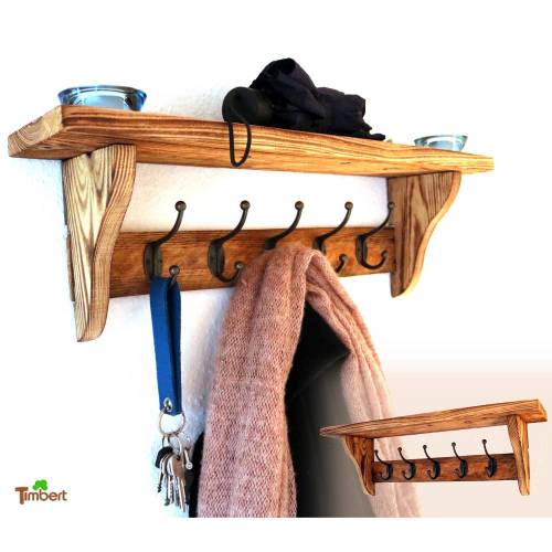 Vintage GARDEROBE mit Ablage aus Paletten und Obstkisten ALTHOLZ Hakenleiste Rustikal Wandgarderobe Upcycling HOLZ Deko Shabby Chic Geschenk
