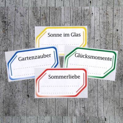 Einmachetiketten **LeckerBISSEN1** von ZWEIFARBIG 12 Stück gummiertes Papier Etiketten Aufkleber Sticker