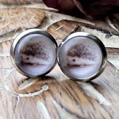 süßer Igel Ohrringe und Ringe Cabochonschmuck verschiedene Fassungen