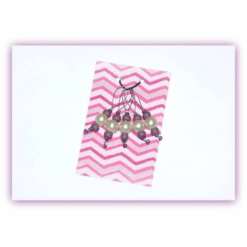 5 Maschenmarkierer auf Motivkarton, Strickmarker