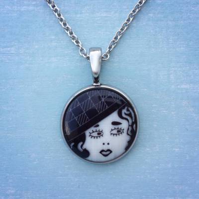 Twenties Girl Knopf Kette Edelstahl