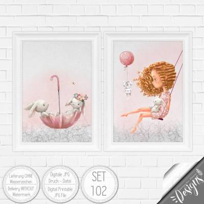 Druckbare Kinderzimmer Bilder Kinder Bild Waldtiere in A4 & A3 |SET 102