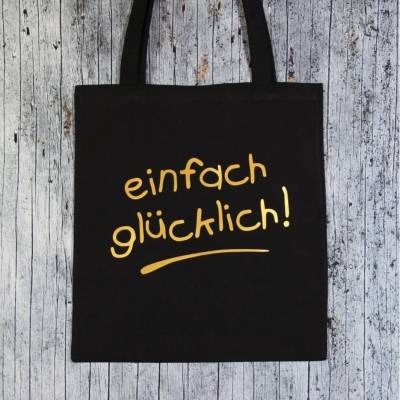 Stofftasche **Glück** von ZWEIFARBIG Einkaufsbeutel Geburtstag Mottoprint Baumwolltasche Stoffbeutel 