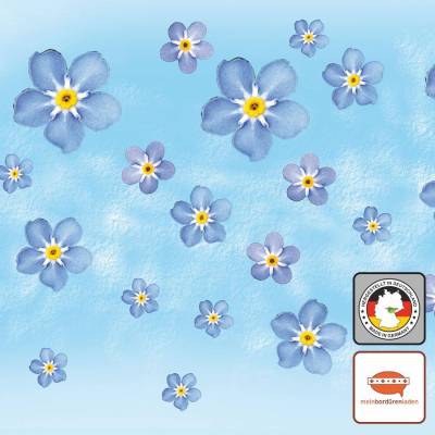 Vlies Bordüre: Millefleurs Vergissmeinnicht - optional selbstklebend - 17 cm Höhe