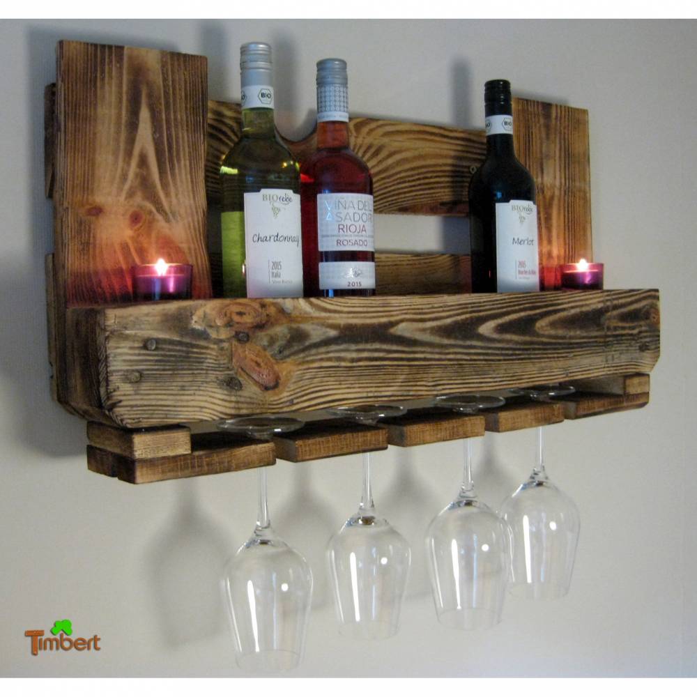 Vintage WEINREGAL aus EURO-PALETTEN Rustikal Wandregal Alt Holz Palettenmöbel Rustikal Shabby Flaschenregal Küchenregal Industrial Ländlich