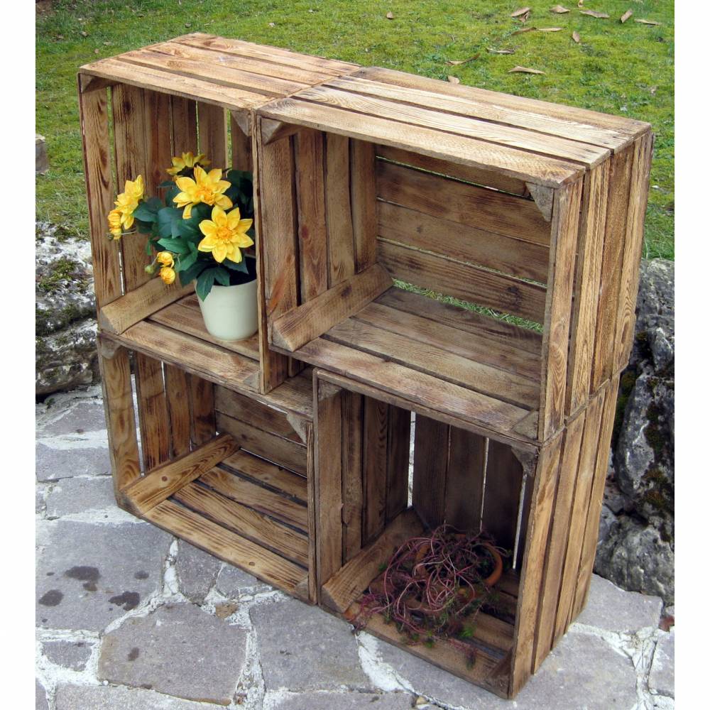 ALTE Rustikale OBSTKISTEN geflammte Apfelkisten Vintage Holzkisten Weinkisten aus dem Alten Land zum dekorieren Hochzeit