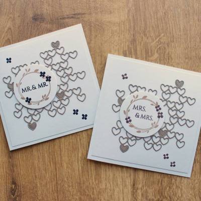 Glückwunschkarte, Hochzeitskarte "Mrs. & Mrs." oder "Mr. + Mr." aus der Manufaktur KarLa