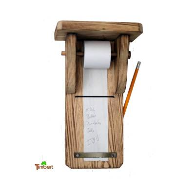 Rustikaler Notizrollenhalter aus recyceltem Holz Vintage Einkaufszettel aus Altholz Merkzettel Industrial Notizblock Notizhalter To-do-Liste