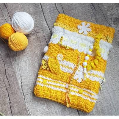 TwiddleMuff *GELB-WEIß* Sensorik Alzheimer Demenz * Nestelmuff Beschäftigungsmuff MUFF