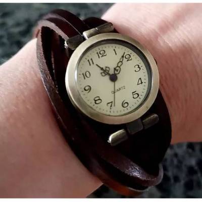 Armbanduhr, Wickeluhr,  Lederuhr, Vintage-Stil, Farbauswahl