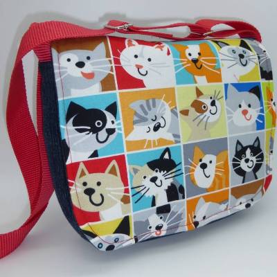 Kindertasche lustige Katzen Umhängetasche Kindergartentasche