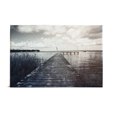 Leinwand Bombannes Frankreich – Steg am See 30×20 cm
