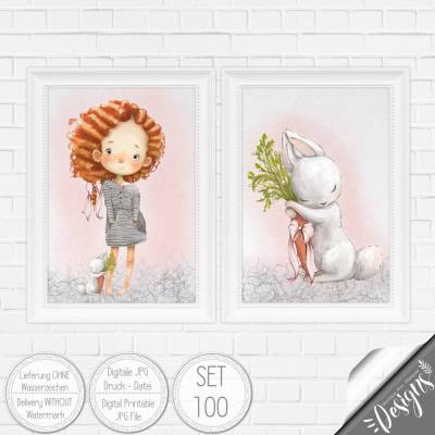 Druckbare Kinderzimmer Bilder Kinder Bild Waldtiere in A4 & A3 |SET 100