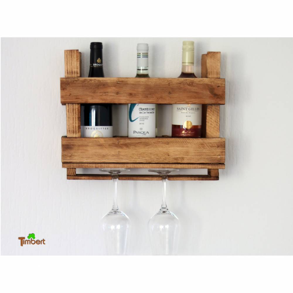 Rustikales WEINREGAL Vintage Wandregal Champagne Holz Bar Holzregal Flaschenregal Kleines Hängeregal Vatertag Geschenk Hölzerne Jahrestag